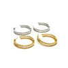 Ashley Gold Stainless Steel Inside/Outside Prong CZ Baguette Design 1.5" Hoop Earrings