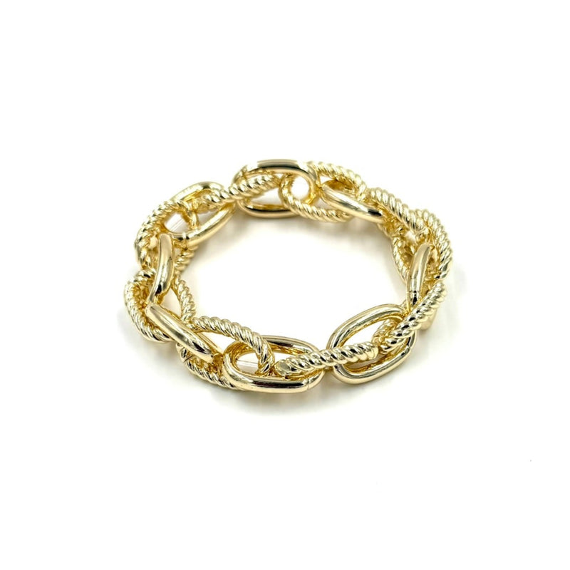Ashley Gold Stainless Steel Gold Plated Multi Link Stretch Bracelet
