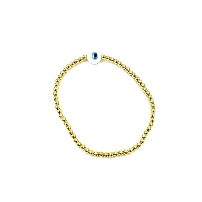 Ashley Gold Stainless Steel Gold Plated Stretch Enamel Large Evil Eye Bracelet