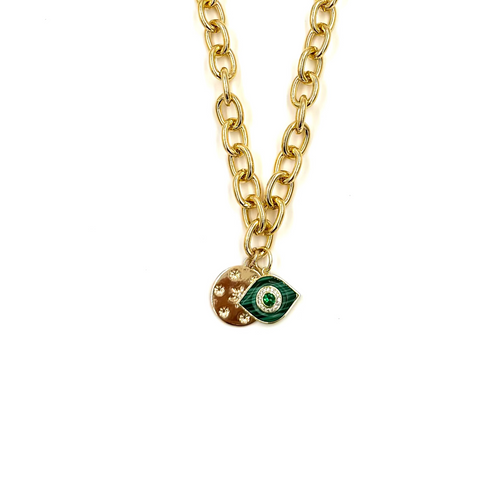 Ashley Gold Stainless Steel Gold Plated Evil Eye Double Charm Pendant Necklace