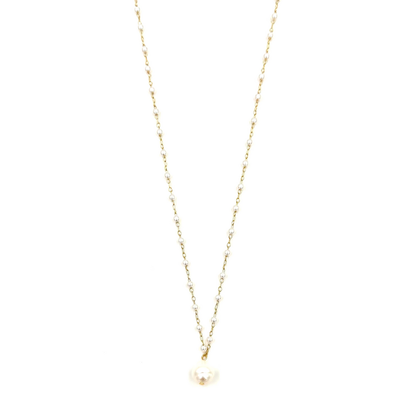 Ashley Gold Stainless Steel Gold Plated Pearls By The Yard With Fresh Water Pearl Drop Necklace