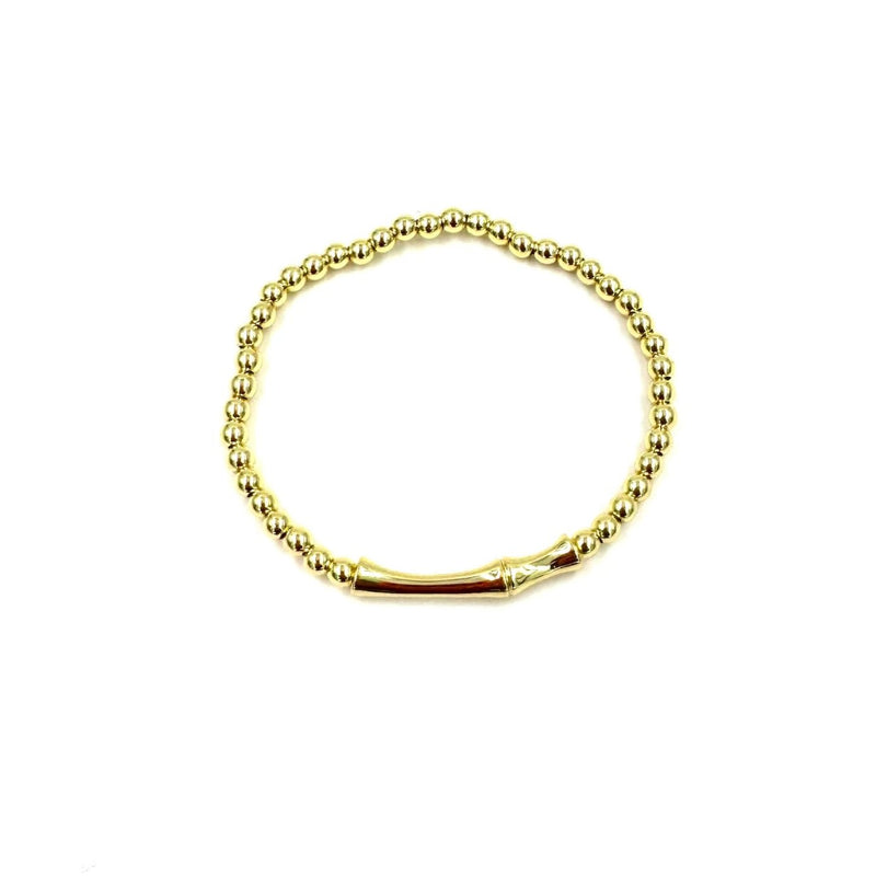 Ashley Gold Stainless Steel Gold Plated Stretch Bamboo Design Bracelet