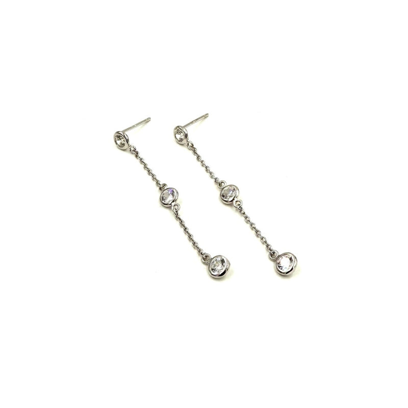 Ashley Gold Sterling Silver 3 Drop CZ Earrings