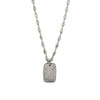 Ashley Gold Stainless Steel CZ By The Yard Design With CZ Dog Tag Pendant Necklace