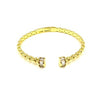 Ashley Gold Stainless Steel Gold Plated Woven Design CZ Ends Bangle Bracelet
