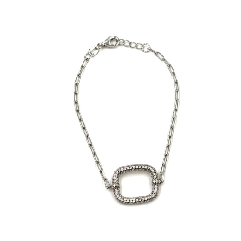 Ashley Gold Sterling Silver CZ Square Design Open Design Link Bracelet
