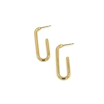 Ashley Gold Stainless Steel Gold Plated Rectangle Open Back Hoop Earrings
