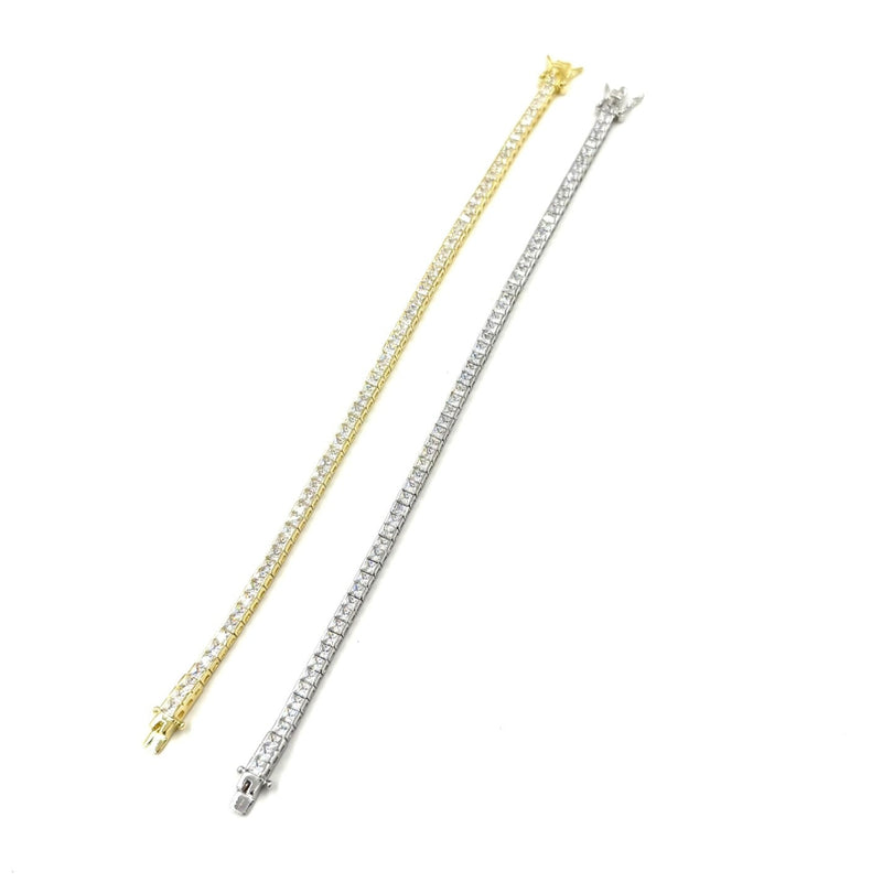 Ashley Gold Sterling Silver Princess Cut CZ Tennis Bracelet