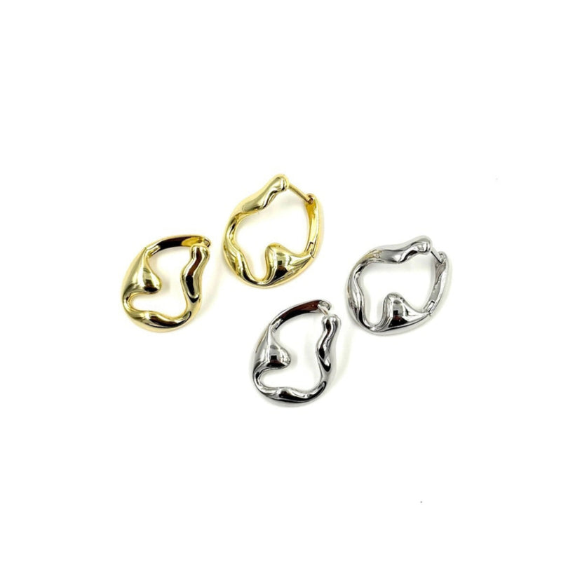 Ashley Gold Sterling Silver Wavy Hoop Earrings