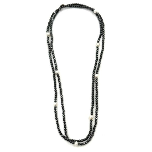 Ashley Gold Stainless Steel With Semi Precious Beaded And Fresh Water Pearl Necklace
