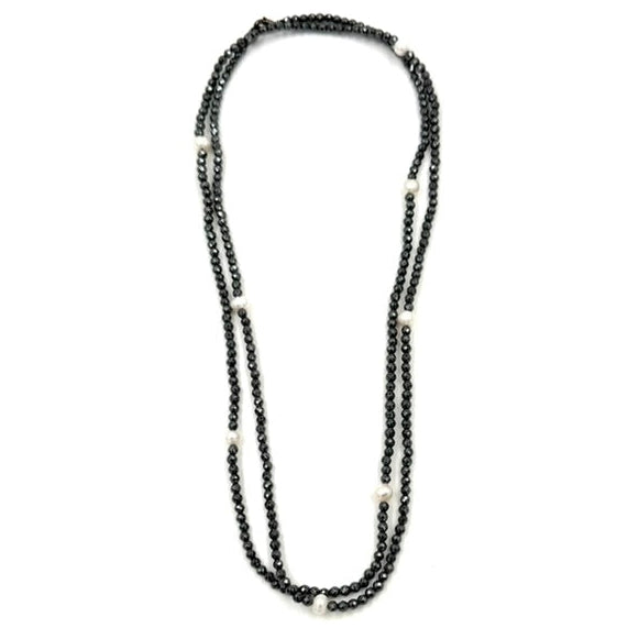 Ashley Gold Stainless Steel With Semi Precious Beaded And Fresh Water Pearl Necklace