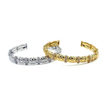 Ashley Gold Stainless Steel 4 wrap CZ Design Open Bangle Bracelet