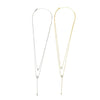 Ashley Gold Sterling Silver Double Chain Round Drop Necklace