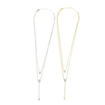 Ashley Gold Sterling Silver Double Chain Round Drop Necklace