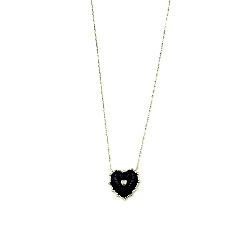 Ashley Gold Sterling Silver Semi Precious Heart Pendant With CZ Necklace