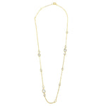 Ashley Gold Sterling Silver Gold Plated Link Chain with 13 Assorted CZ Necklace