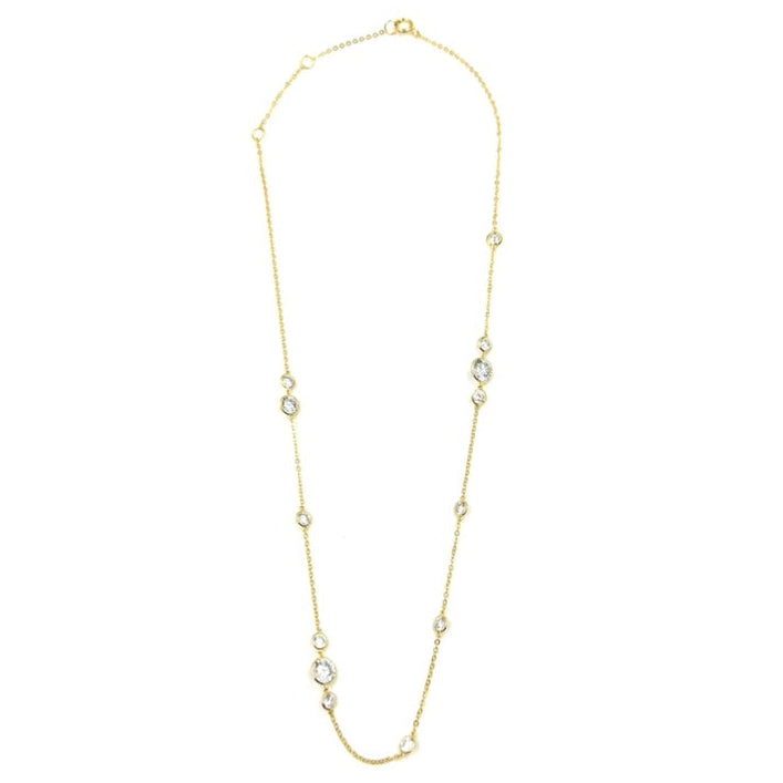 Ashley Gold Sterling Silver Gold Plated Link Chain with 13 Assorted CZ Necklace