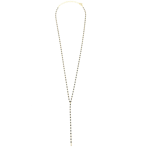 Ashley Gold Sterling Silver Gold Plated Wire And Black Enamel Bead Wrap Design Lariat Necklace