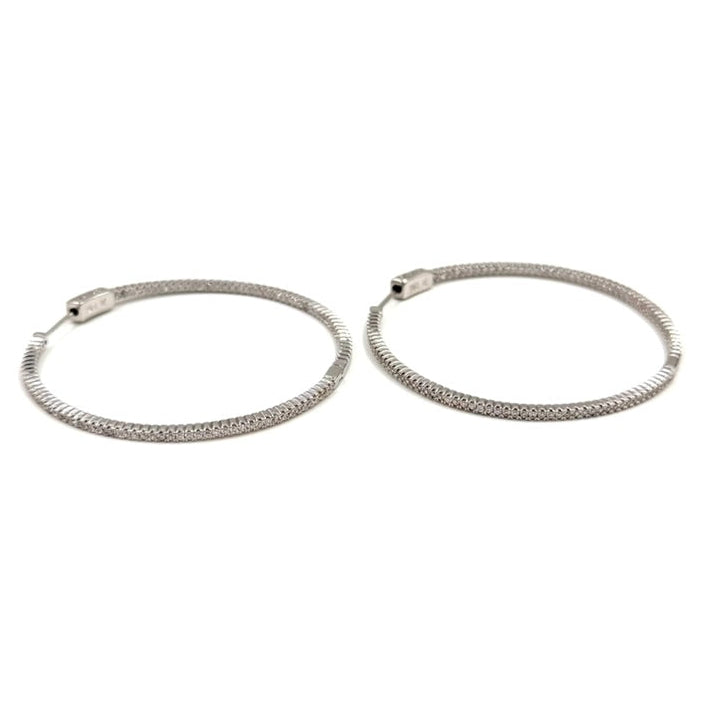 Ashley Gold Stainless Steel CZ Inside/Outside 2" Diameter Hoop Earrings