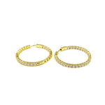 Ashley Gold Stainless Steel Gold Plated CZ Inside/Outside 1.5" Diameter Hoop Earrings