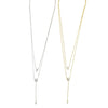 Ashley Gold Sterling Silver Double Chain Round Drop Necklace