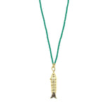 Ashley Gold Sterling Silver Gold Plated Turquoise Semi Precious Beaded Fish Pendant Necklace