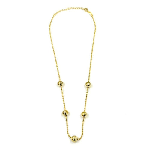Ashley Gold Sterling Silver Gold Plated 5 Ball Design Ball Design Necklace