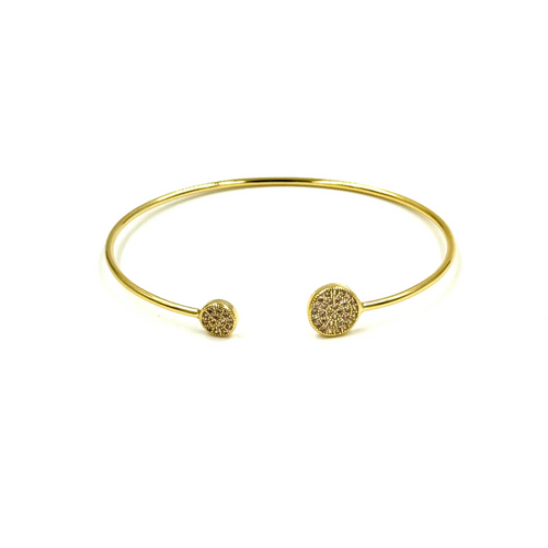 Ashley Gold Stainless Steel Double Disc CZ Bangle Bracelet