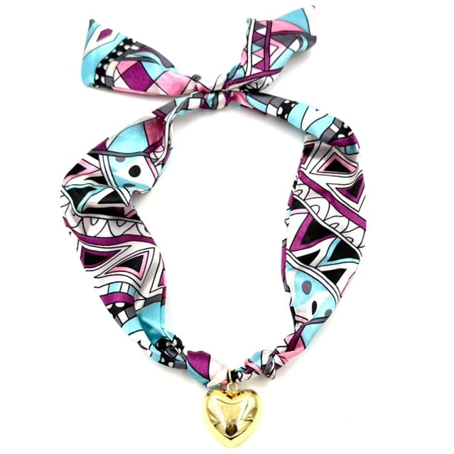 Ashley Gold Stainless Steel Gold Plated Heart Pendant Silk Purple Hue Scarf