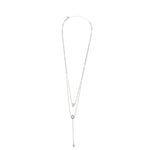 Ashley Gold Sterling Silver Double Chain Round Drop Necklace