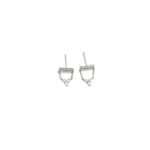 Ashley Gold Sterling Silver Triangle CZ Chain Drop Earrings