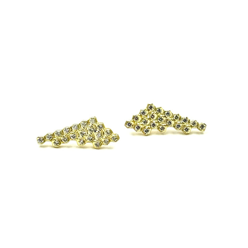 Ashley Gold Sterling Silver Gold Plated 20 CZ Stud Earrings