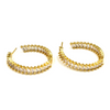 Ashley Gold Stainless Steel Inside/Outside Prong CZ Baguette Design 1.5" Hoop Earrings