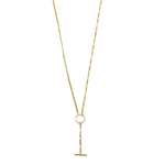 Ashley Gold Sterling Silver Gold Plated CZ Circle Link Lariat Necklace