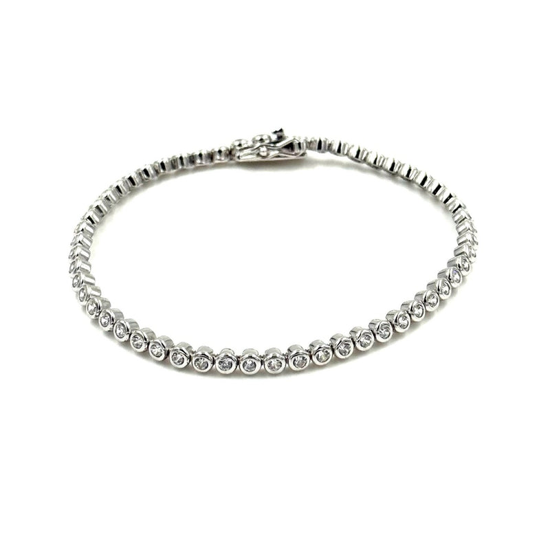 Ashley Gold Sterling Silver 5.00CTW Bezel Set Tennis Bracelet