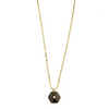 Ashley Gold Stainless Steel Gold Plated Circle Link Chain With Enamel Hexagon Single Colored CZ Pendant Necklace