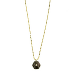 Ashley Gold Stainless Steel Gold Plated Circle Link Chain With Enamel Hexagon Single Colored CZ Pendant Necklace