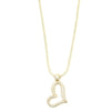 Ashley Gold Sterling Silver Gold Plated CZ Tennis Necklace With Large Heart CZ Charm Necklace