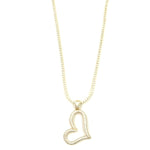 Ashley Gold Sterling Silver Gold Plated CZ Tennis Necklace With Large Heart CZ Charm Necklace