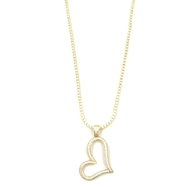 Ashley Gold Sterling Silver Gold Plated CZ Tennis Necklace With Large Heart CZ Charm Necklace