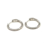 Ashley Gold Stainless Steel Inside/Outside CZ 1" Hoop Earrings