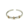 Ashley Gold Stainless Steel Spiral Design With Gold Plated 3 Bar CZ Bangle Bracelet