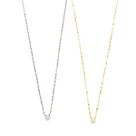 Ashley Gold Sterling Silver Diamond Cut Chain CZ Disc Necklace