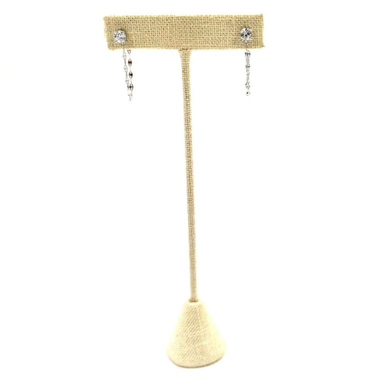 Ashley Gold Sterling Silver CZ Stud with Circle Link Chain Loop Drop Earrings