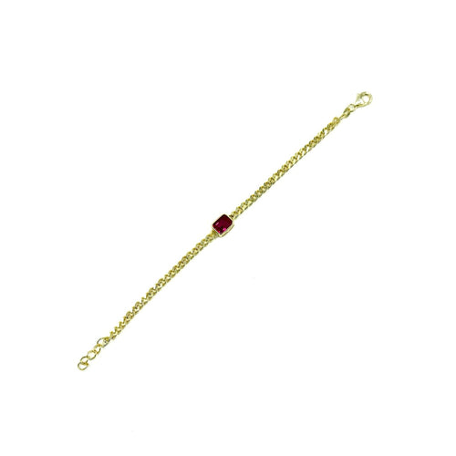 Ashley Gold Sterling Silver Gold Plated Colored Emerald Cut Design Link Bracelet