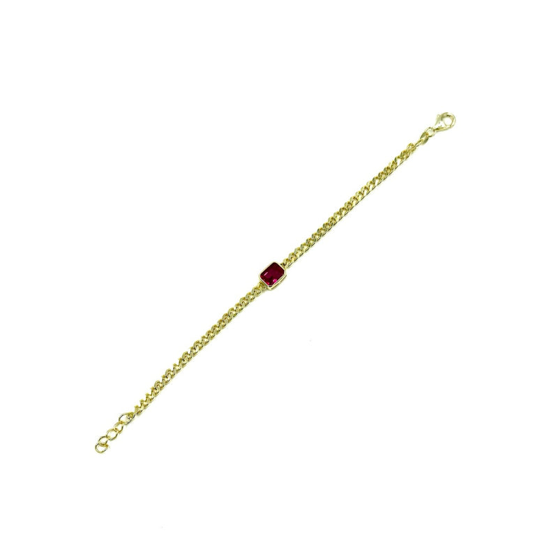 Ashley Gold Sterling Silver Gold Plated Colored Emerald Cut Design Link Bracelet