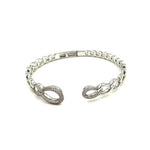 Ashley Gold Stainless Steel Open Bangle With Interlocking Ovals and CZ Bracelet