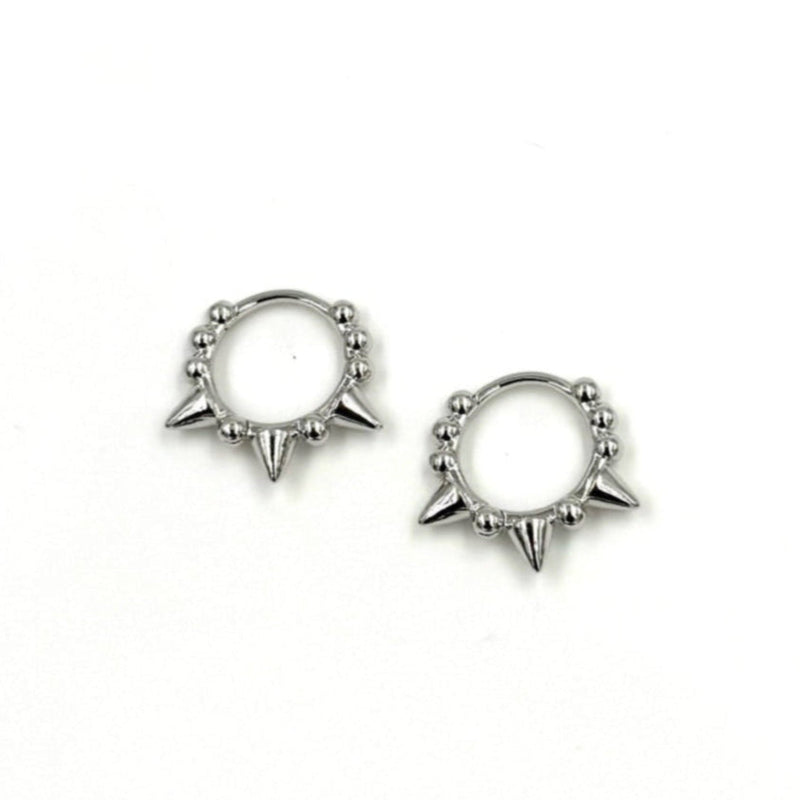 Ashley Gold Sterling Silver Mini Spike Hoop Earrings