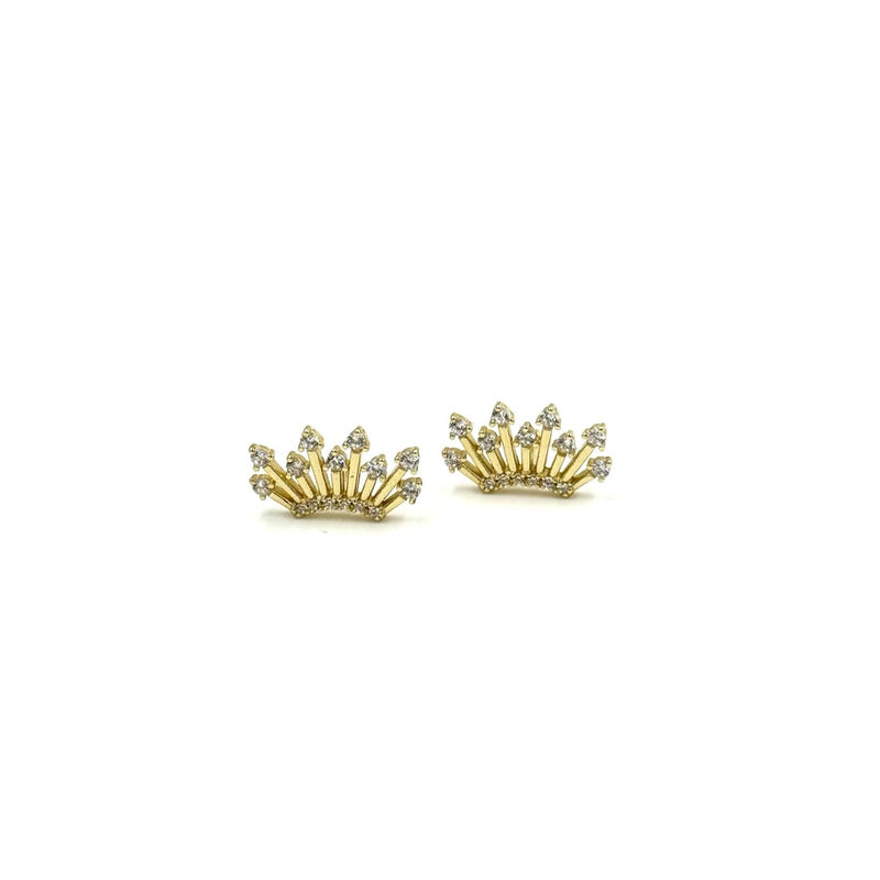 Ashley Gold Sterling Silver CZ Spike Stud Earrings