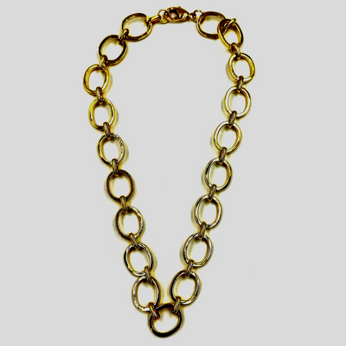 Ashley Gold Stainless Steel Gold Plated Oversized Circle Link Chain Necklace